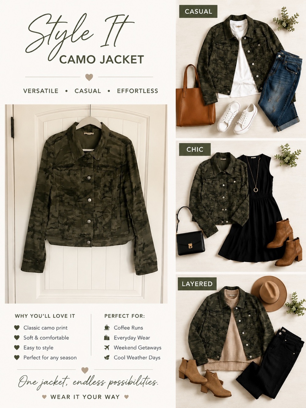LOFT Olive Green Camo Jean Jacket